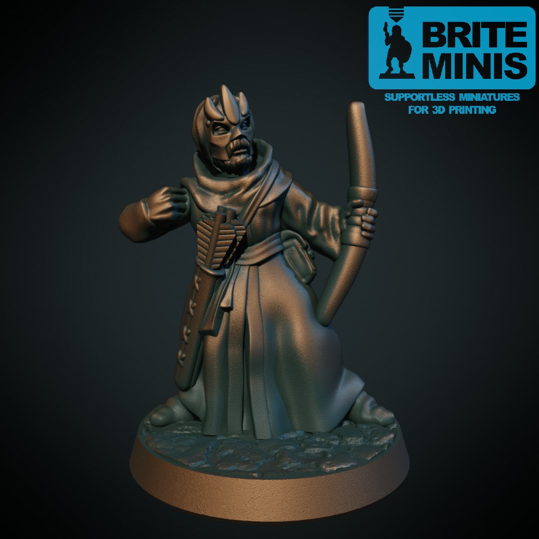 Kultist med bue, 3D-printet D&D-miniatyr fra Spillsmia.