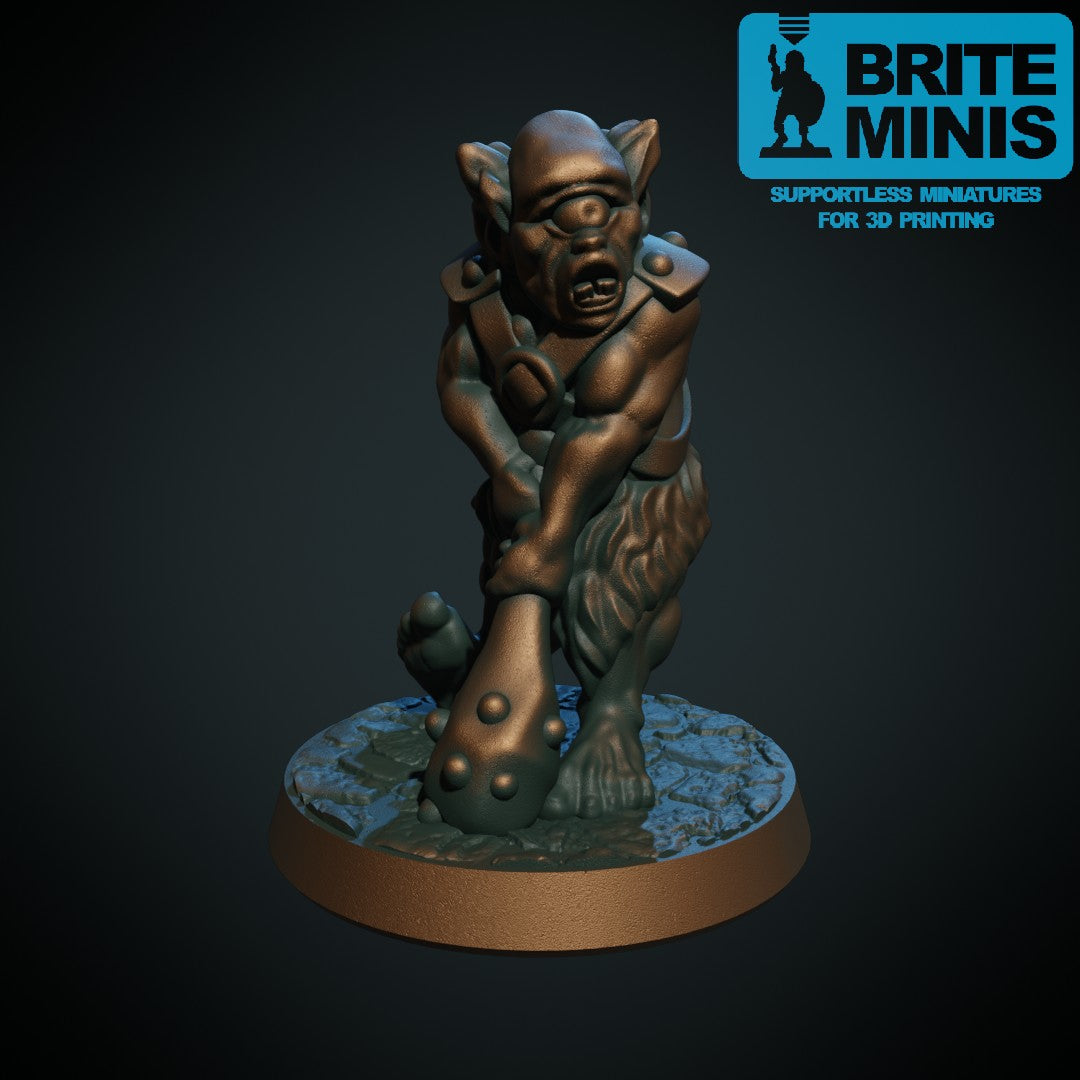 Kyklop med klubbe – 3D-printet D&D-miniatyr fra Spillsmia
