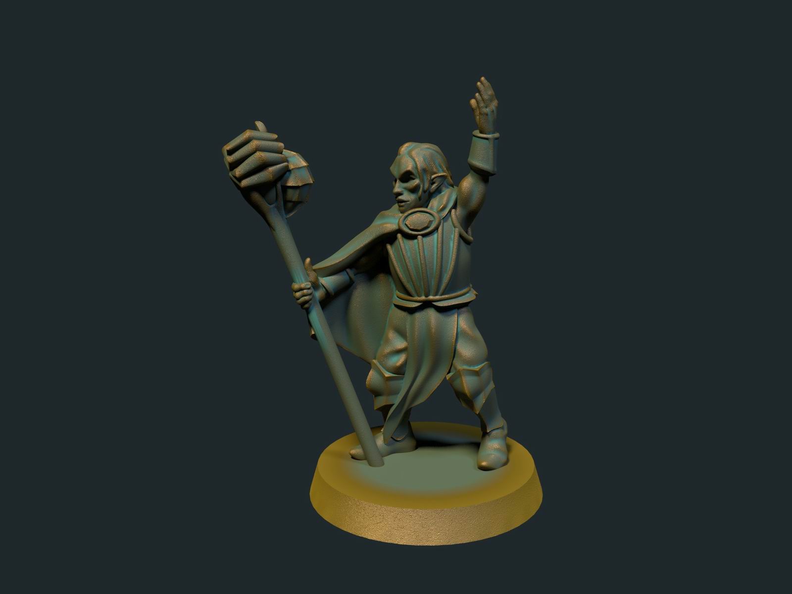 Mørkalv-heksemester, 3D-printet D&D-miniatyr fra Spillsmia.