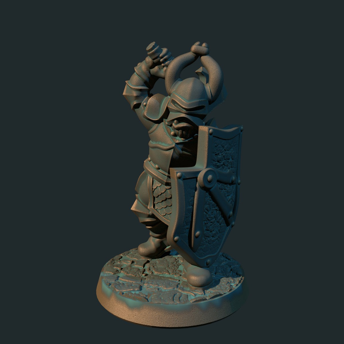 Mørk kriger, 3D-printet D&D-miniatyr fra Spillsmia.