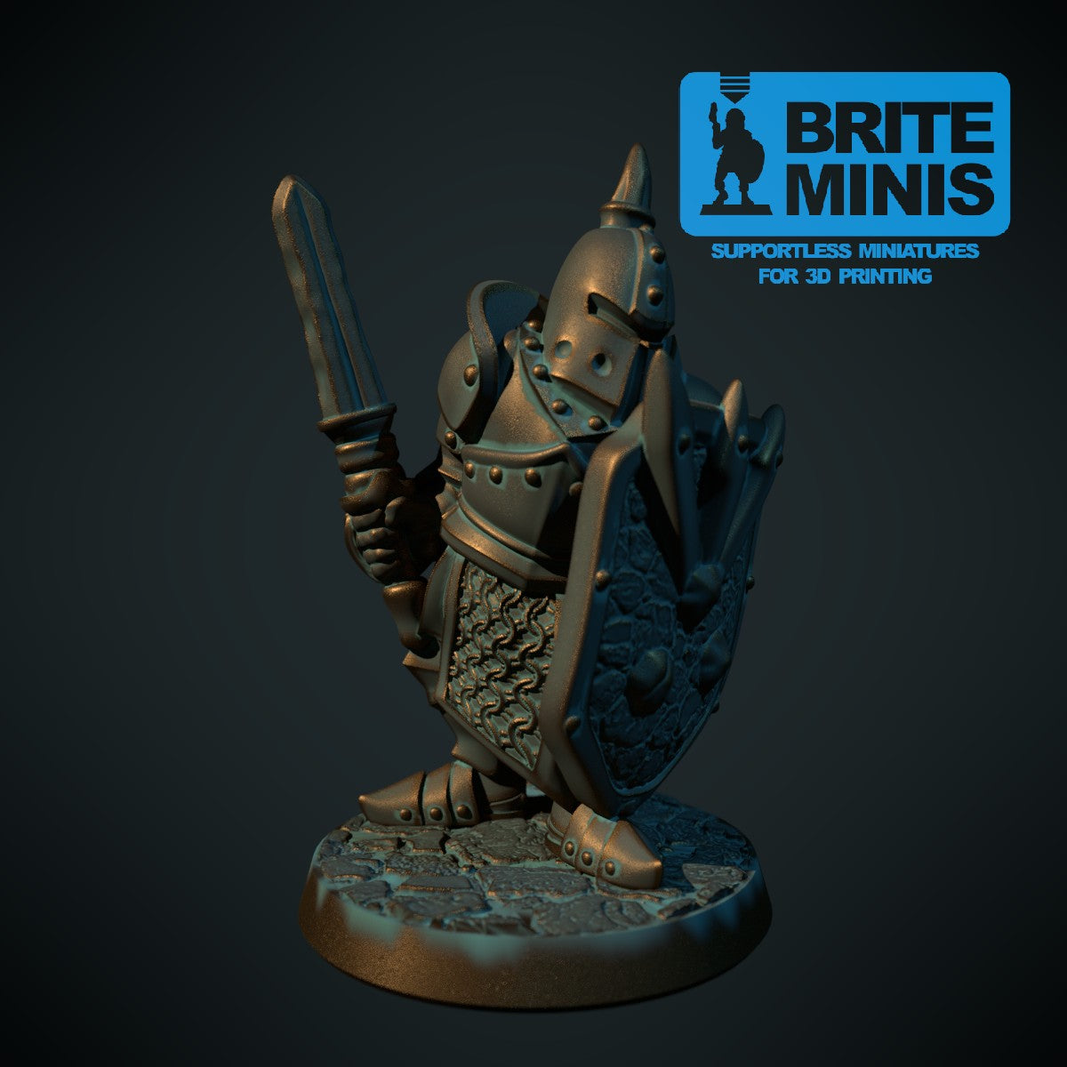 Mørk kriger 2, 3D-printet D&D-miniatyr fra Spillsmia.