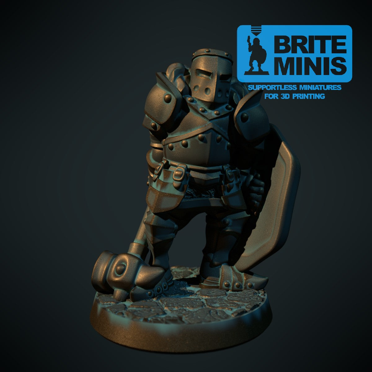 Mørk kriger 3, 3D-printet D&D-miniatyr fra Spillsmia.