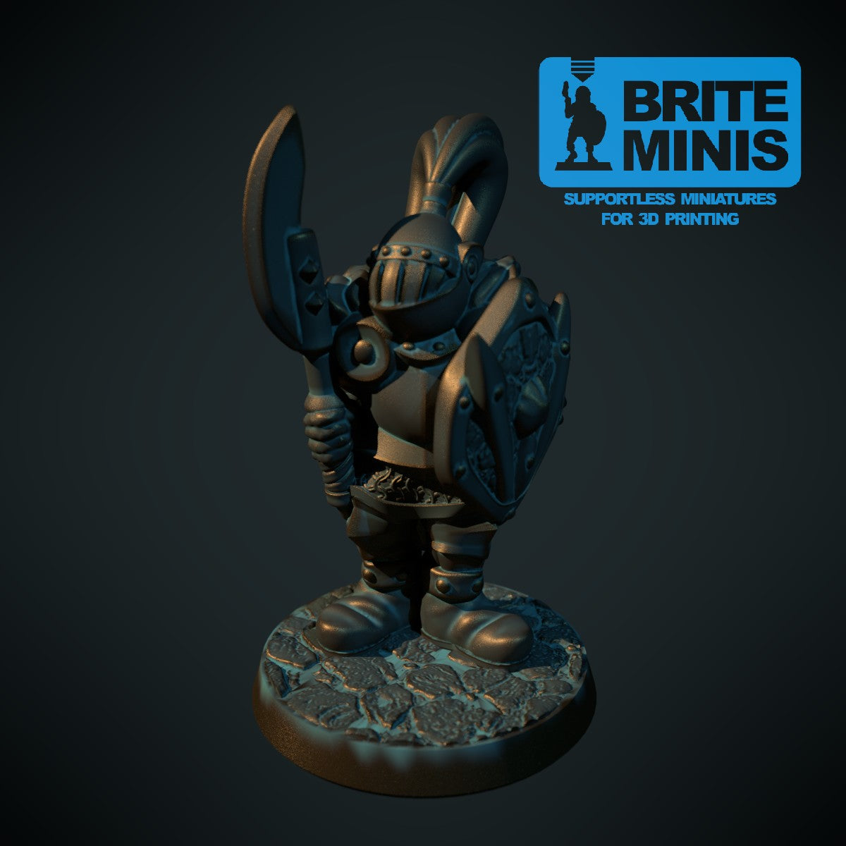 Mørk kriger 4, 3D-printet D&D-miniatyr fra Spillsmia.