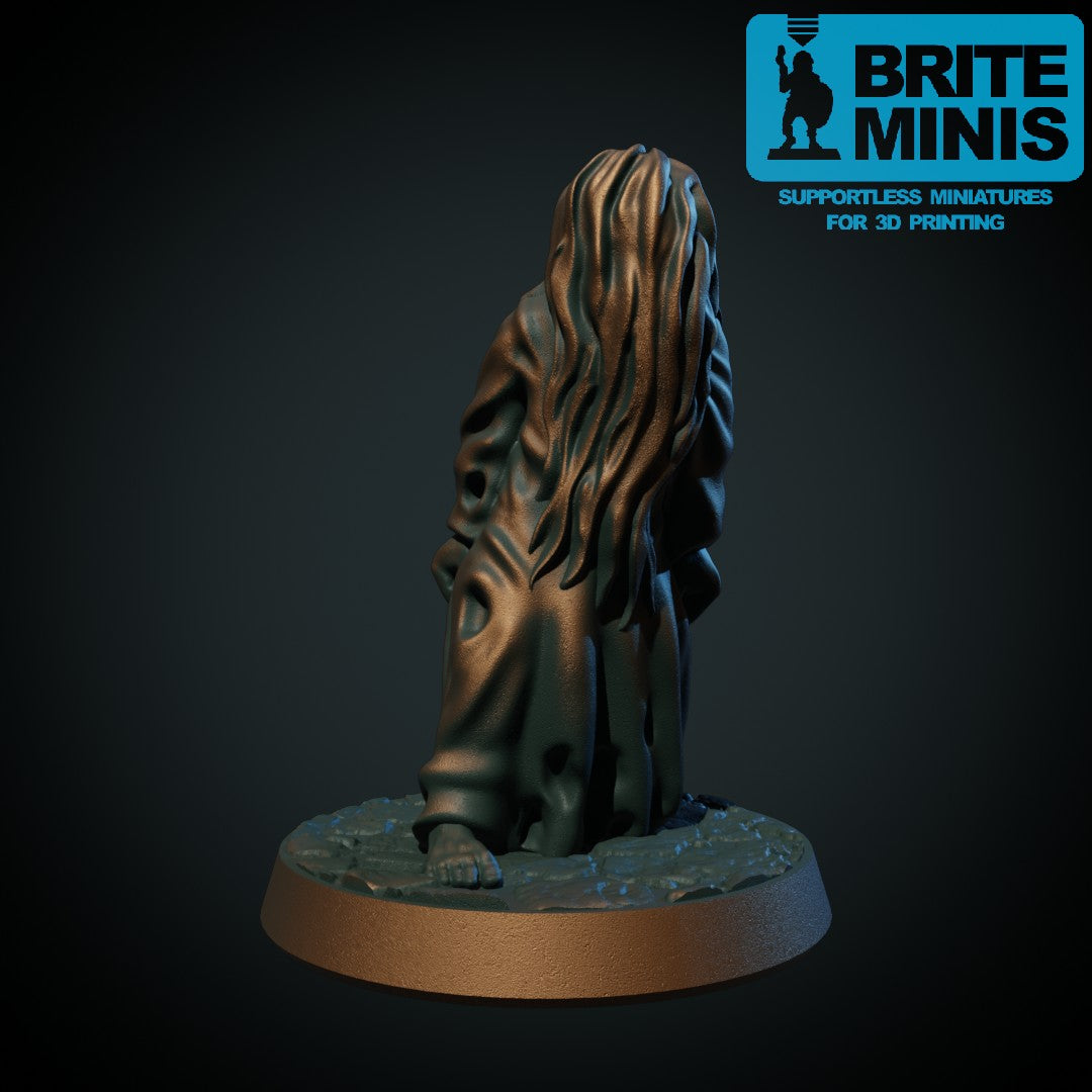 3D-printet drukningsoffer i grå PLA til D&D og Pathfinder.