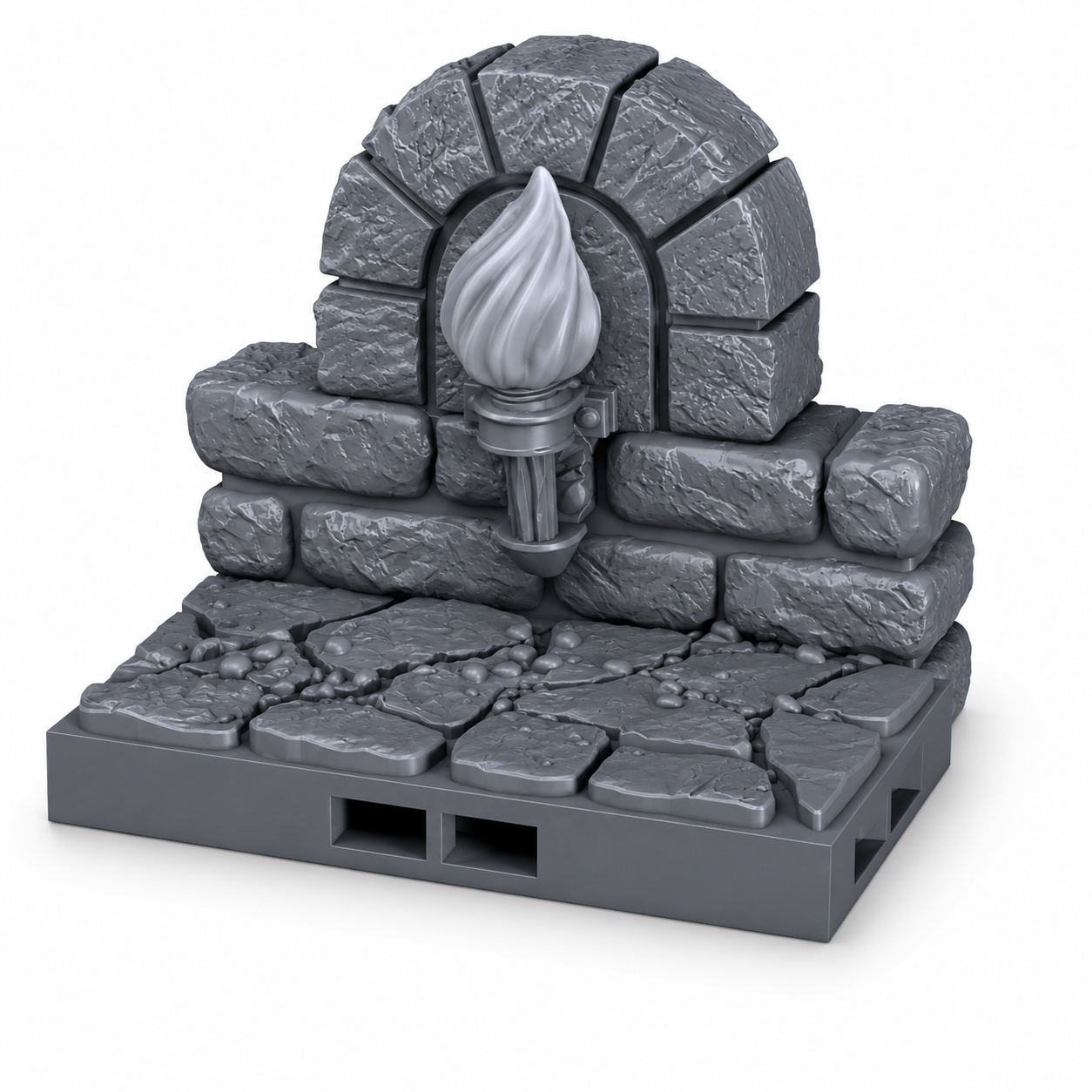 Dungeon-vegg med fakkel – 1x2 Mønster A