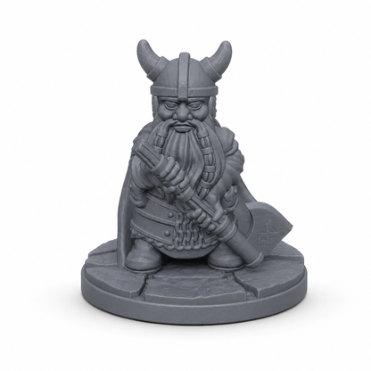 Fire dvergekrigere til forsterkning av dvergehæren, 3D-printet D&D-miniatyrsett fra Spillsmia.