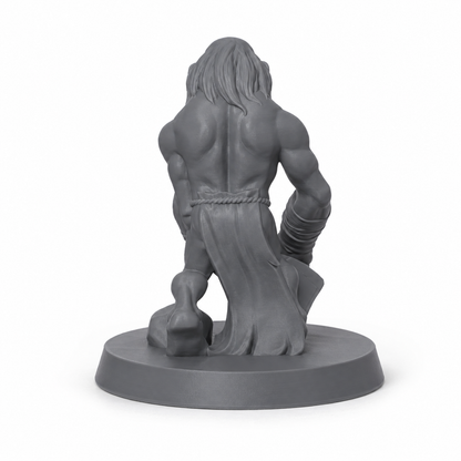 3D-printet Ghoul II med krypende positur og lange klør i grå PLA til D&D og tabletop-rollespill.
