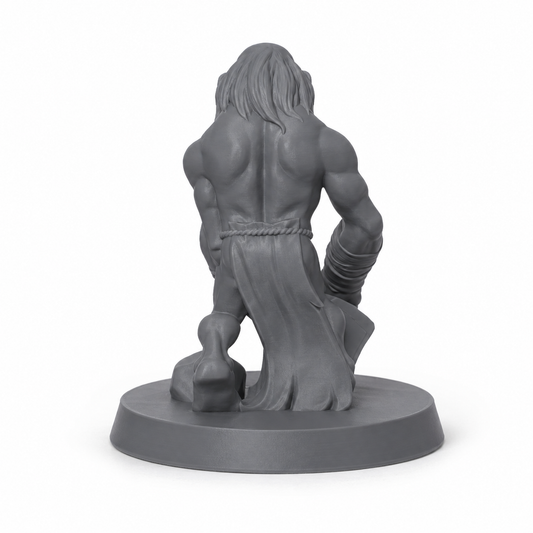 3D-printet Ghoul II med krypende positur og lange klør i grå PLA til D&D og tabletop-rollespill.