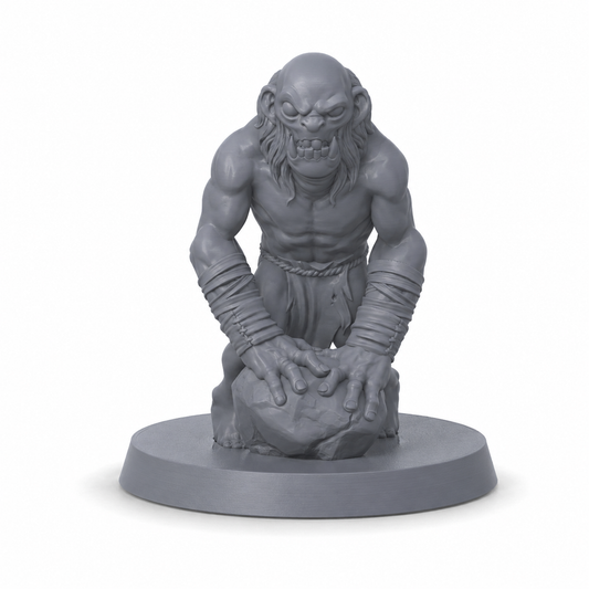 3D-printet Ghoul III med krypende positur og lange klør i grå PLA til D&D og tabletop-rollespill.
