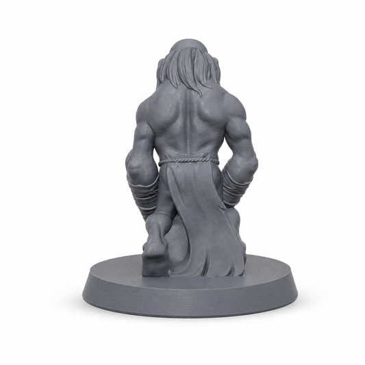 3D-printet Ghoul III med krypende positur og lange klør i grå PLA til D&D og tabletop-rollespill.
