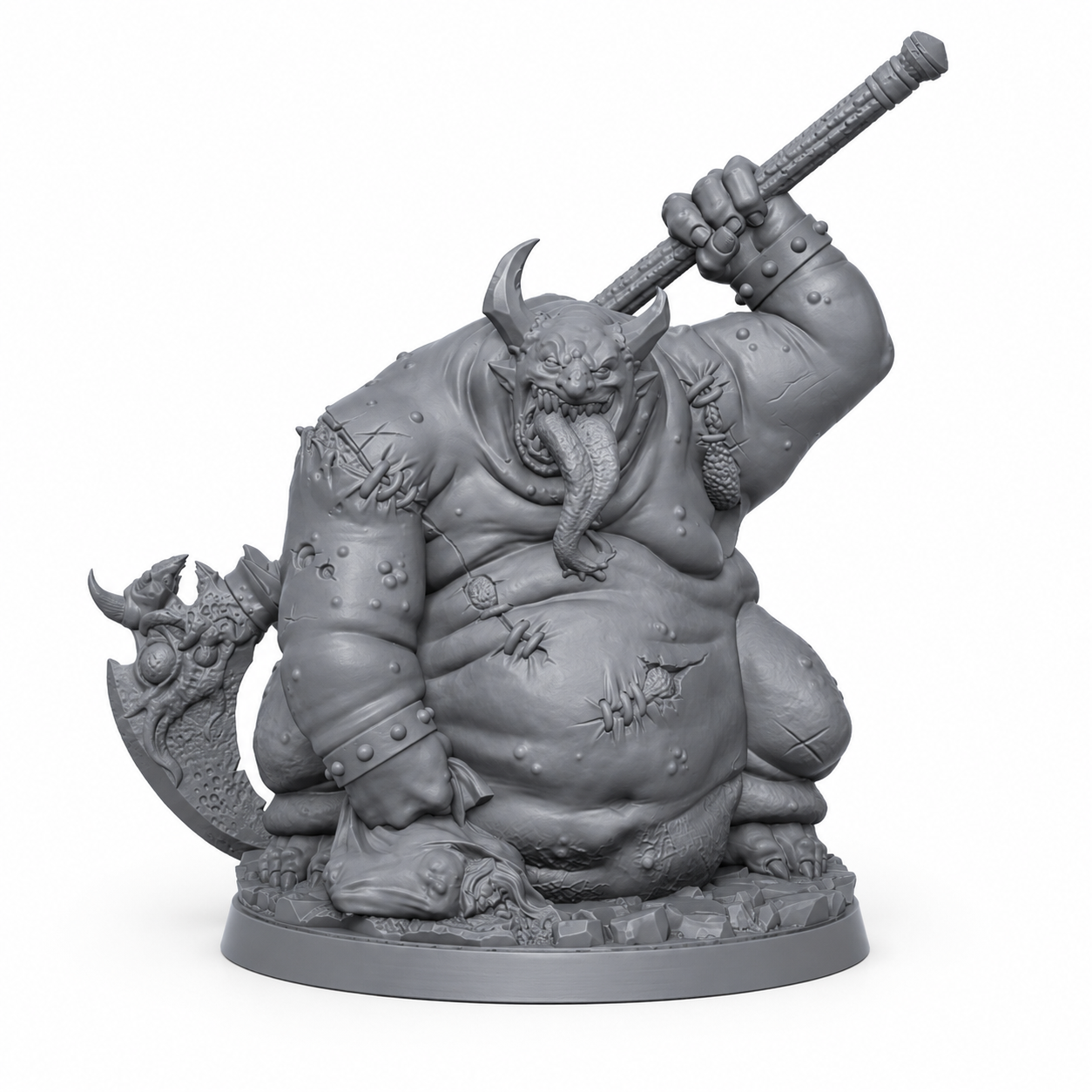 3D-printet Gulvaal the Hope Eater boss-miniatyr i grå PLA til D&D og tabletop-rollespill.