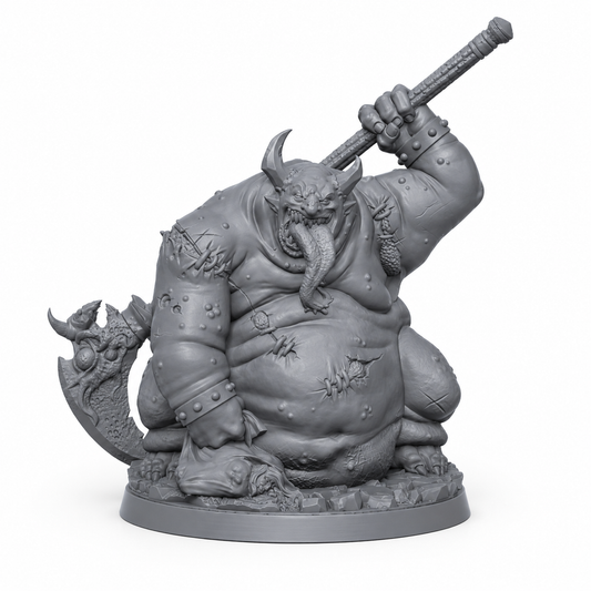 3D-printet Gulvaal the Hope Eater boss-miniatyr i grå PLA til D&D og tabletop-rollespill.
