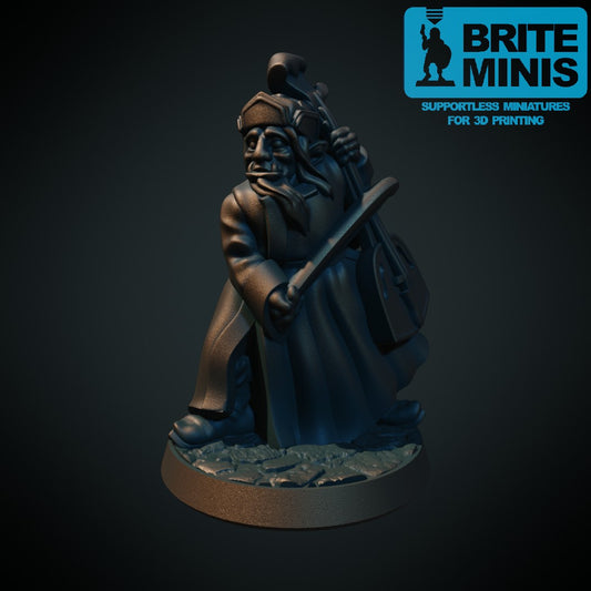 Fire halvork-eventyrere: barde, kleriker og to rangere, 3D-printet D&D-miniatyrsett fra Spillsmia.