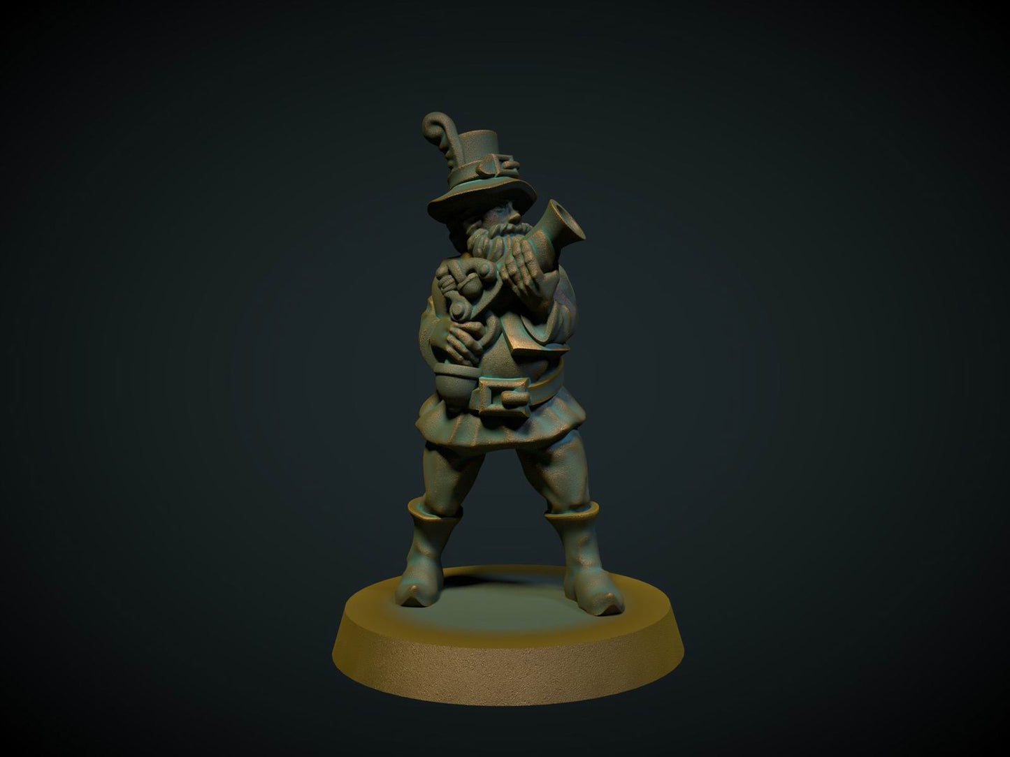 Landeveisrøver med blunderbuss, 3D-printet D&D-miniatyr fra Spillsmia.