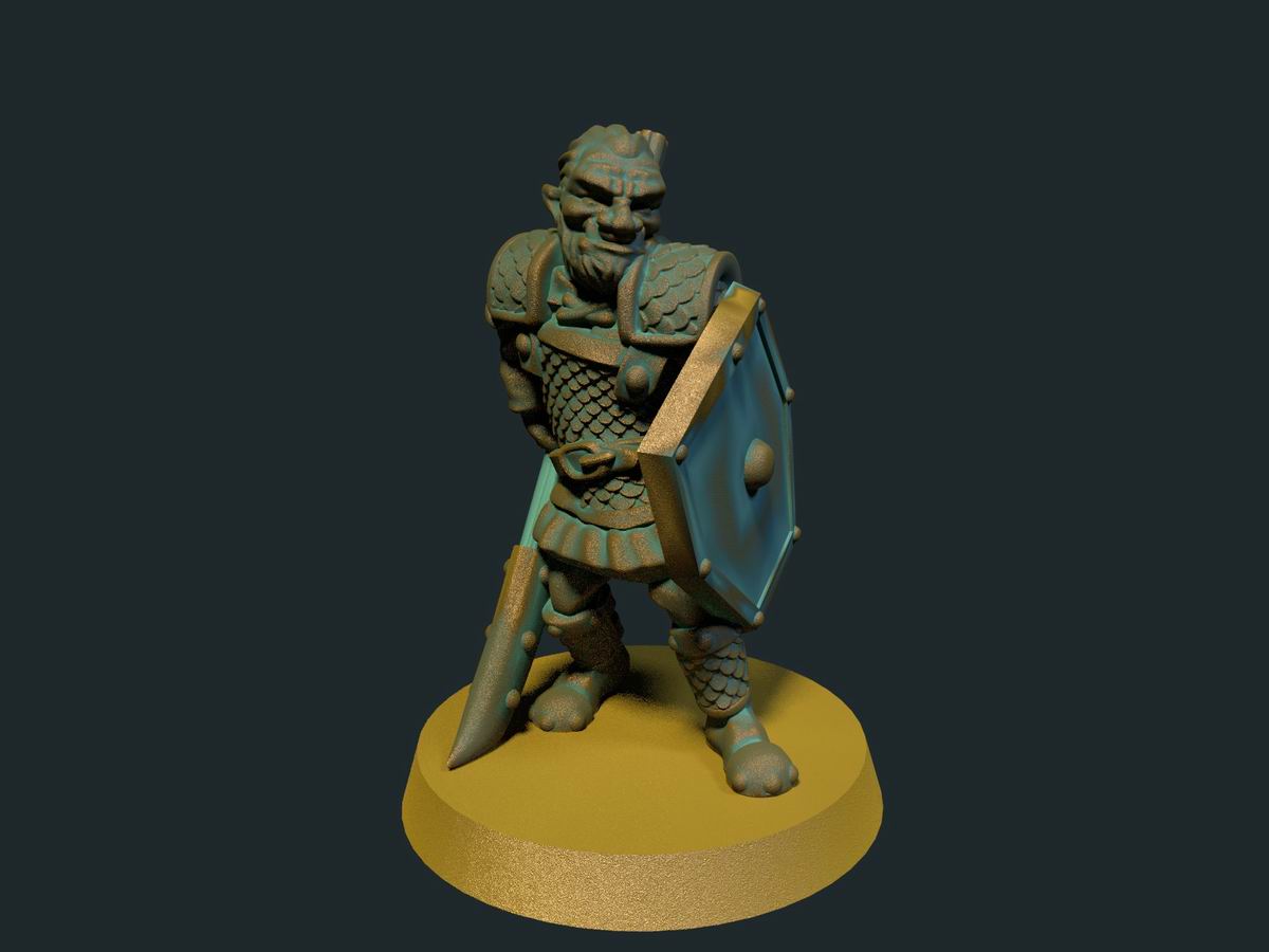 Hobgoblin med spyd, 3D-printet D&D-miniatyr fra Spillsmia.