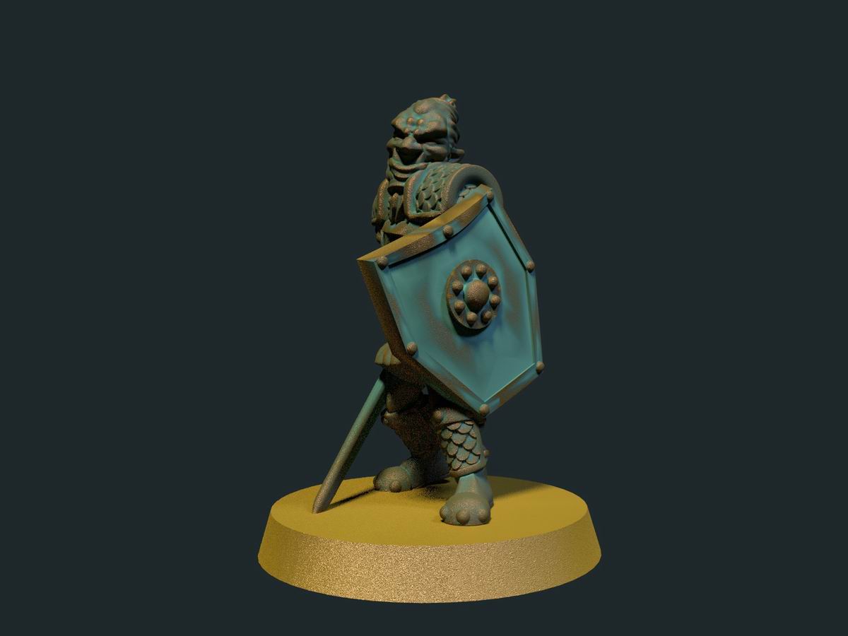 Hobgoblin med sverd, 3D-printet D&D-miniatyr fra Spillsmia.