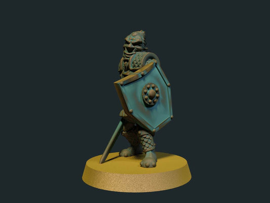 Hobgoblin med sverd, 3D-printet D&D-miniatyr fra Spillsmia.