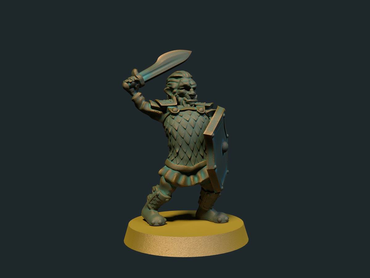 Hobgoblin med sverd II, 3D-printet D&D-miniatyr fra Spillsmia.