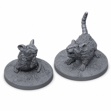 3D-printet sett med to kjemperotter i grå PLA til D&D og Pathfinder.