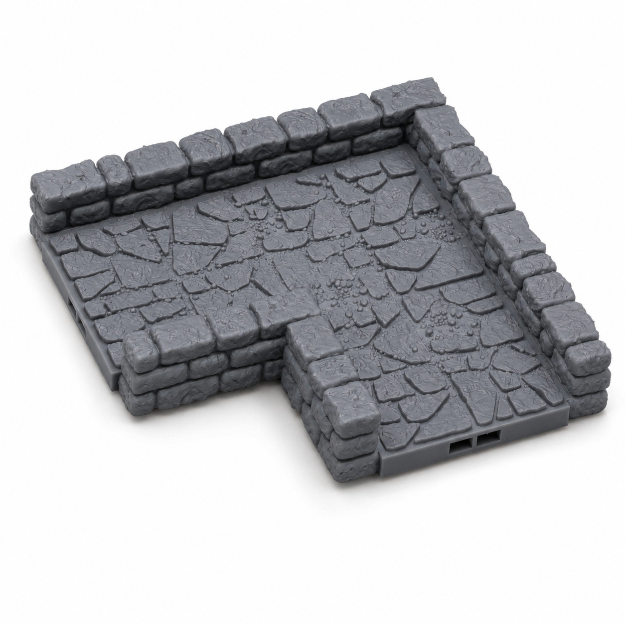 T-kryss for modulære dungeon-korridorer i grå PLA til D&D, Pathfinder og tabletop-rollespill.