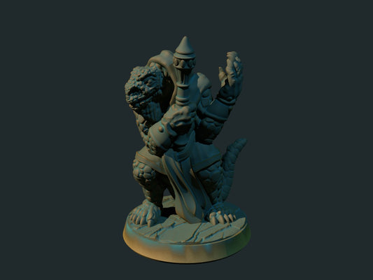 Lizardman-magiker, 3D-printet D&D-miniatyr fra Spillsmia.