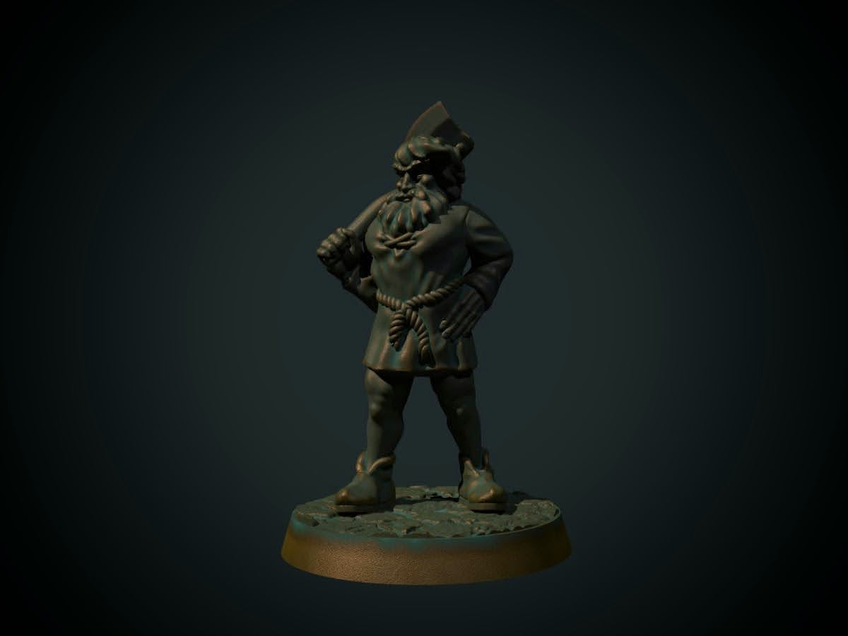 Tømmerhogger, 3D-printet D&D-miniatyr fra Spillsmia.