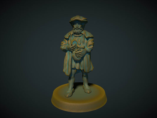 Kjøpmann, 3D-printet D&D-miniatyr fra Spillsmia.
