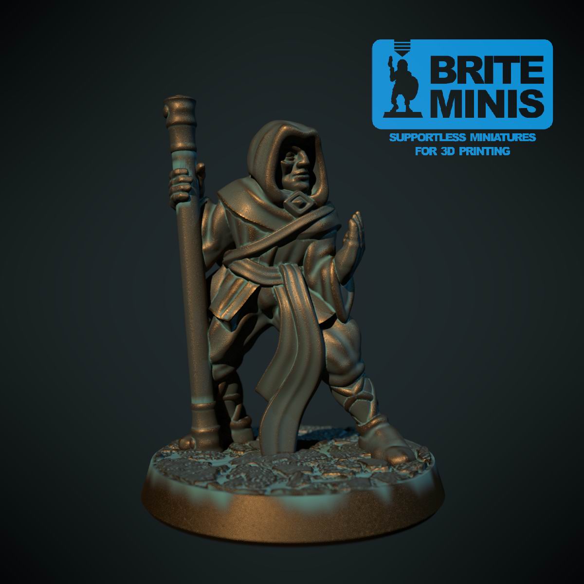 Munk, 3D-printet D&D-miniatyr fra Spillsmia.