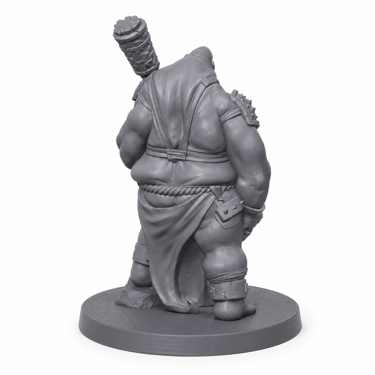 3D-printet Moriark – Smiter Cyclops kyklopboss med tung klubbe i grå PLA til D&D og tabletop-rollespill.