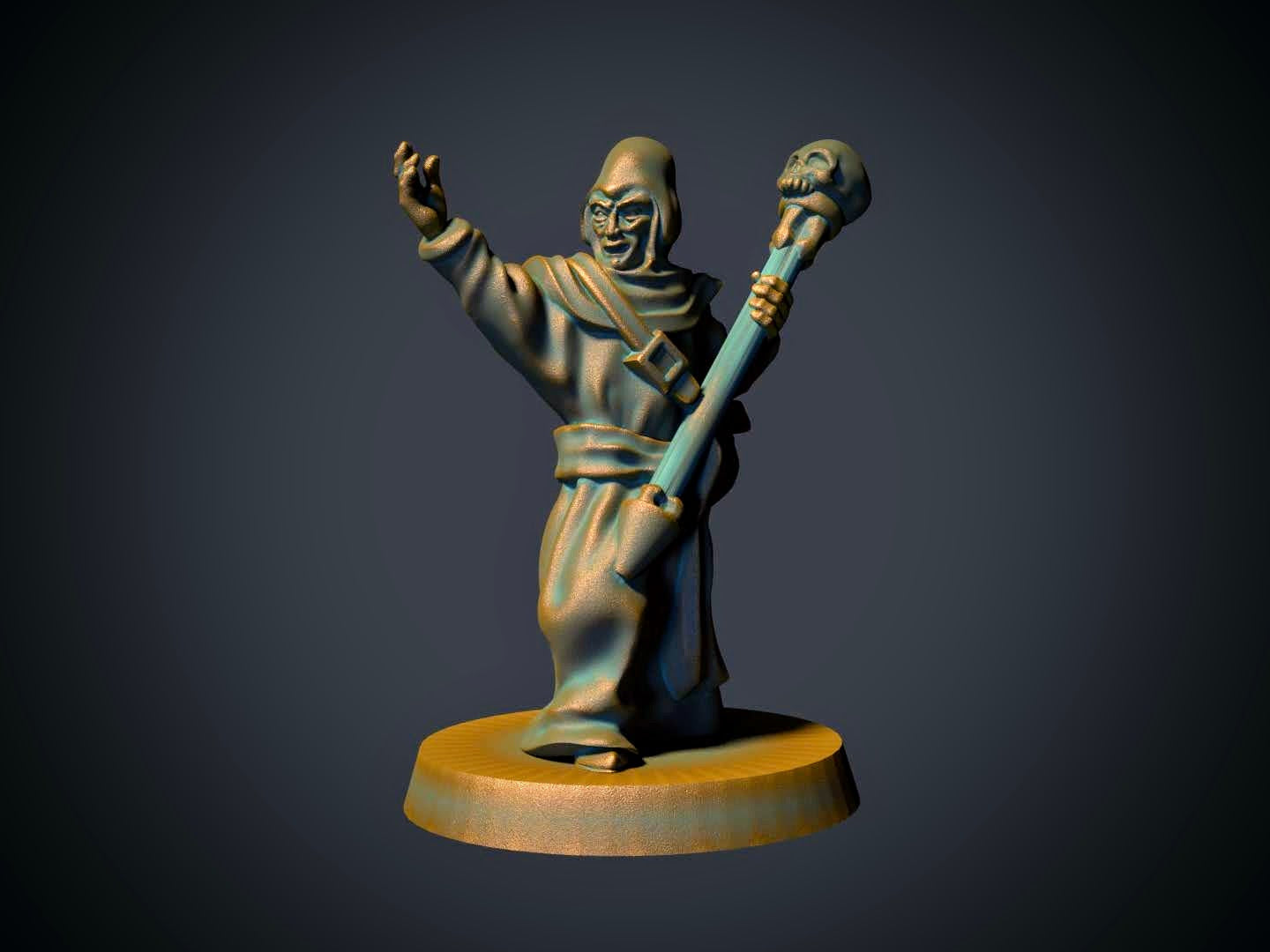 Nekromant, 3D-printet D&D-miniatyr fra Spillsmia.