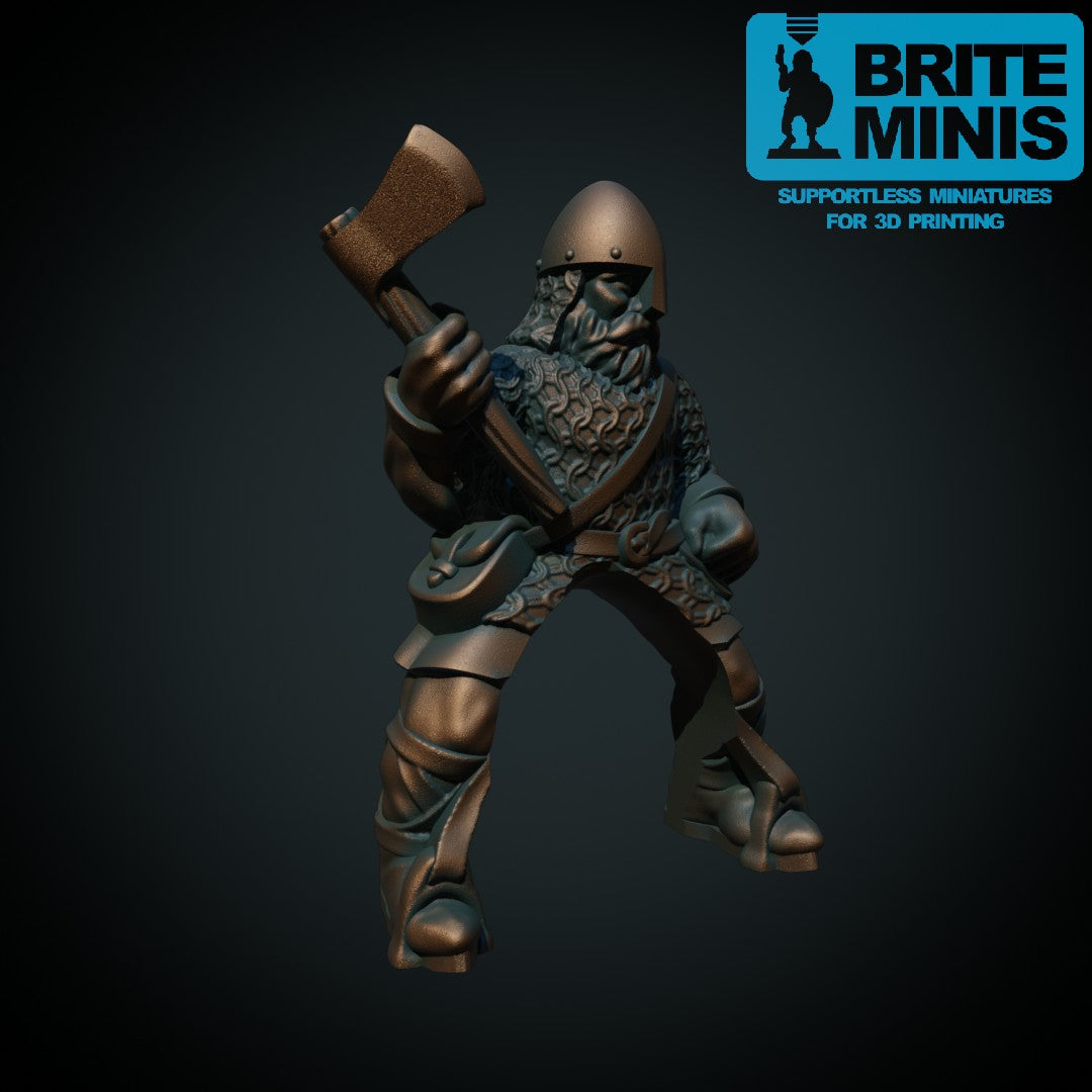 Nordisk øksemann til hest, 3D-printet D&D-miniatyr fra Spillsmia.