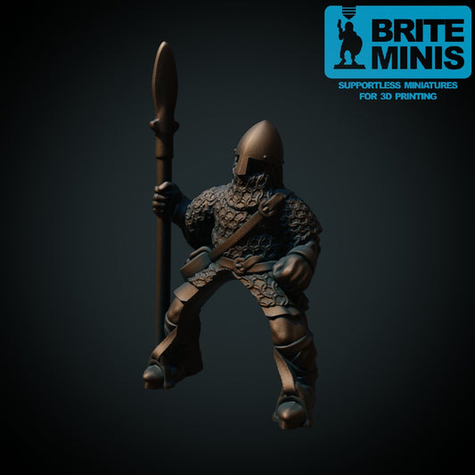 Nordisk spydmann til hest, 3D-printet D&D-miniatyr fra Spillsmia.