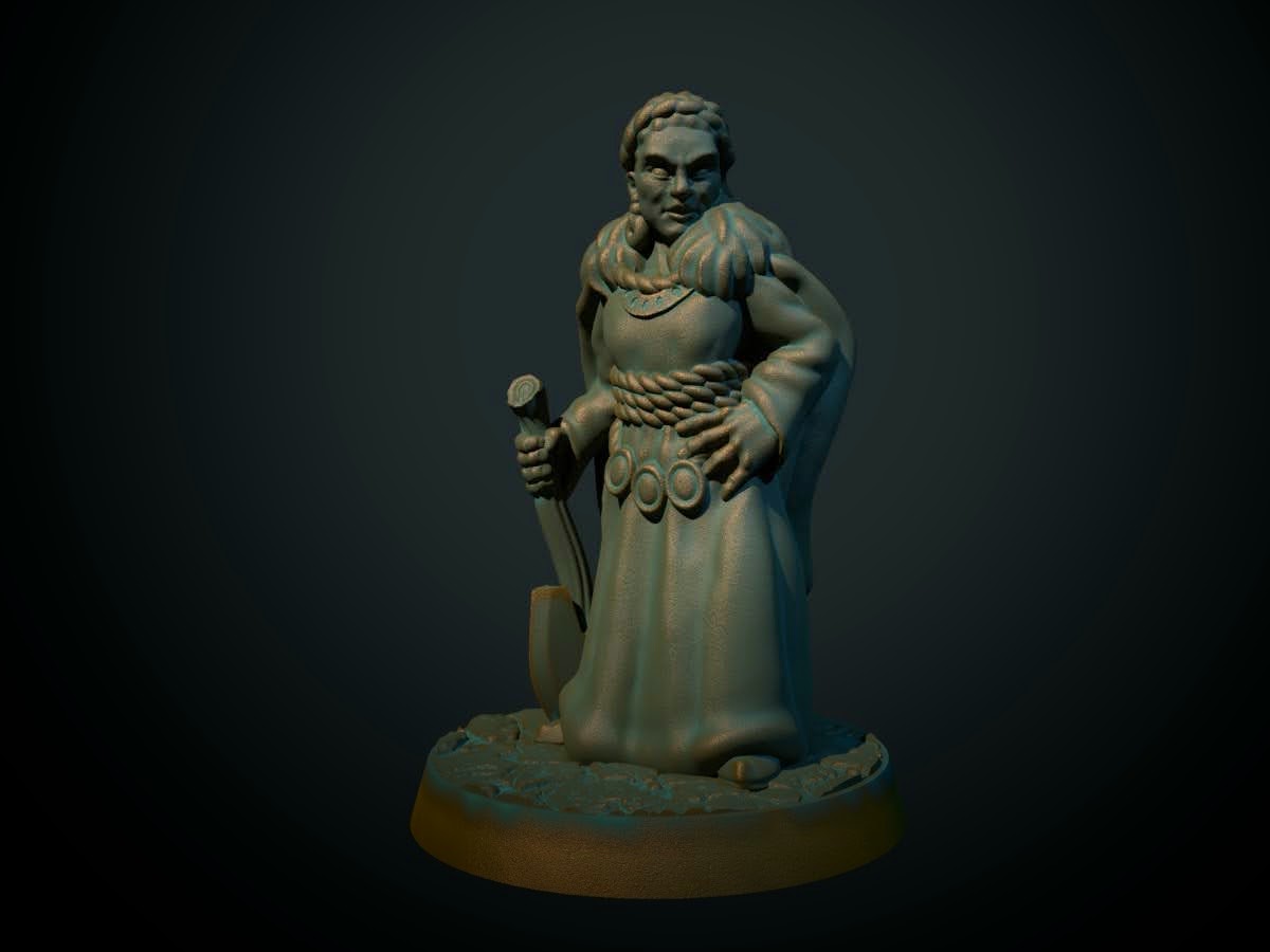 Norrøn møy II, 3D-printet D&D-miniatyr fra Spillsmia.