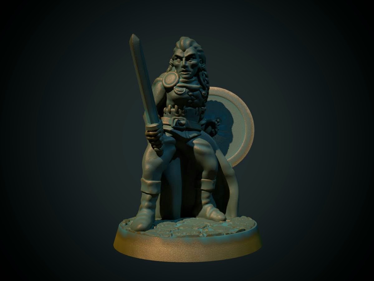 Norrøn møy, 3D-printet D&D-miniatyr fra Spillsmia.