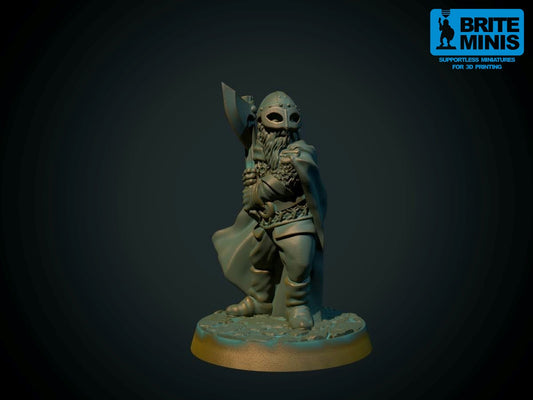 Norrøn øksekriger, 3D-printet D&D-miniatyr fra Spillsmia.