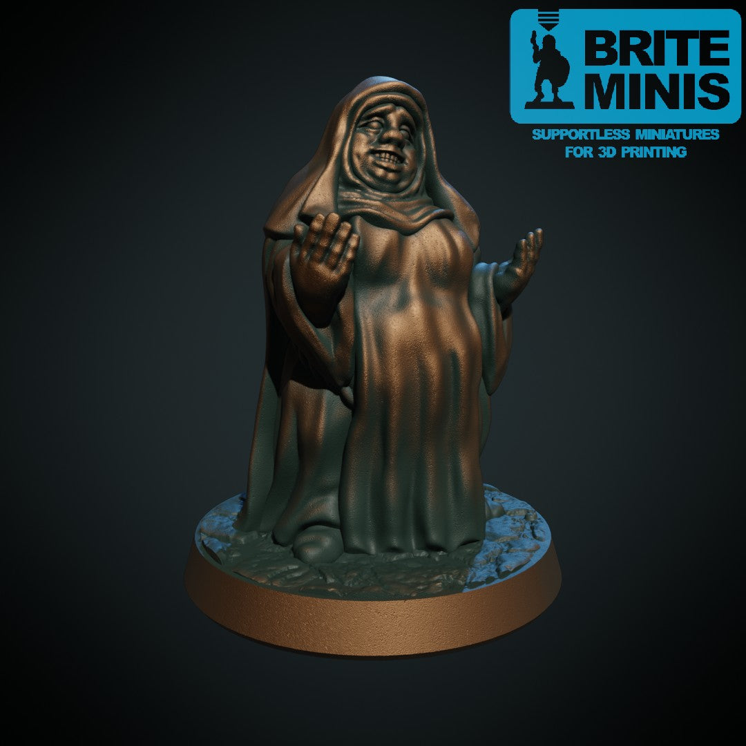 Nonne, 3D-printet D&D-miniatyr fra Spillsmia.