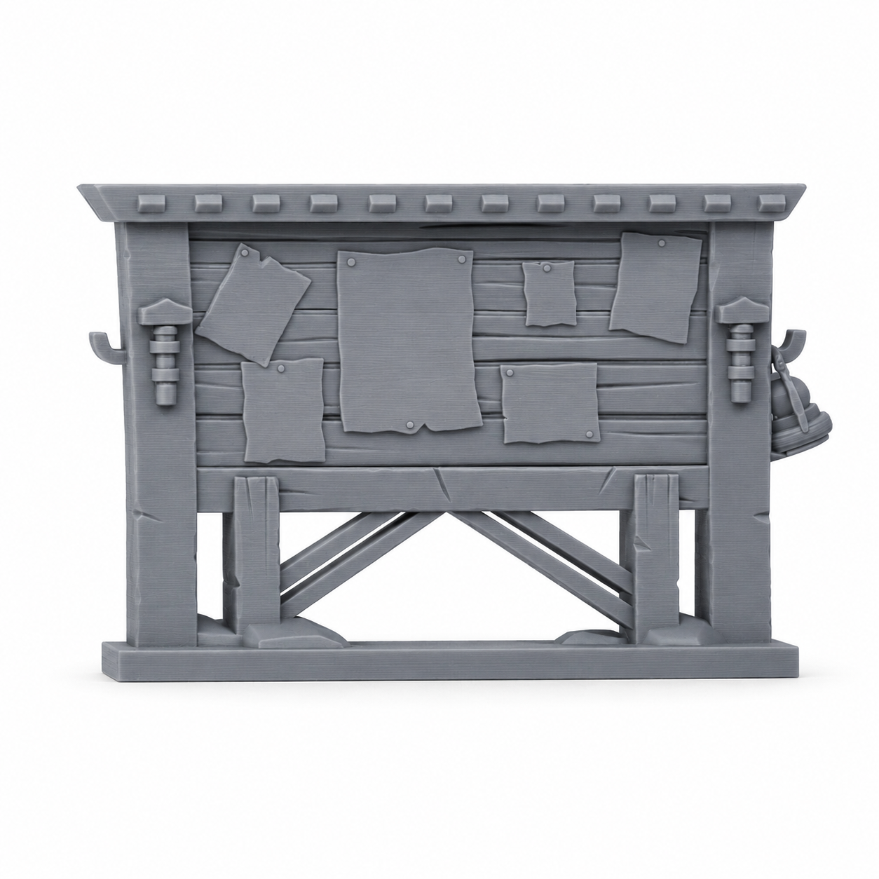 3D-printet oppdragstavle i grå PLA til D&D og tabletop-rollespill.