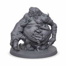 3D-printet massivt aberration-monster med deformerte armer og åpent gap i grå PLA til D&D og Pathfinder.