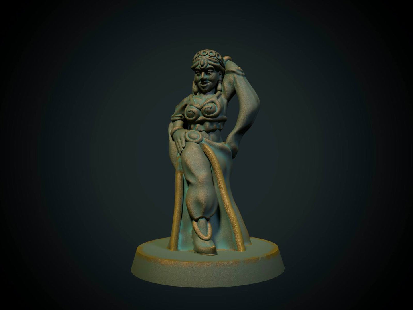 Orientalsk danserinne, 3D-printet D&D-miniatyr fra Spillsmia.