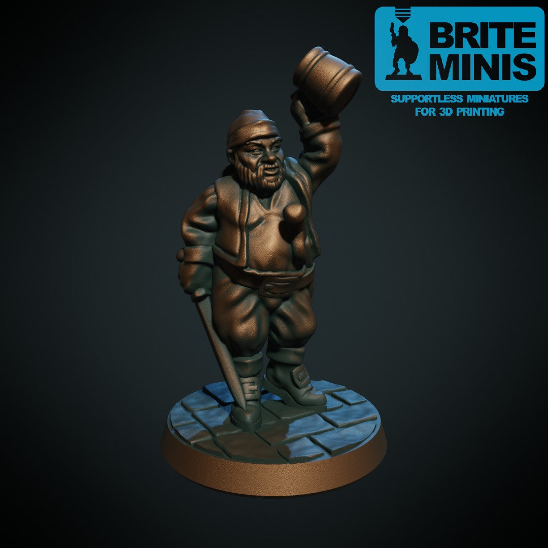 Drikkende pirat - 3D-printet D&D-miniatyr fra Spillsmia