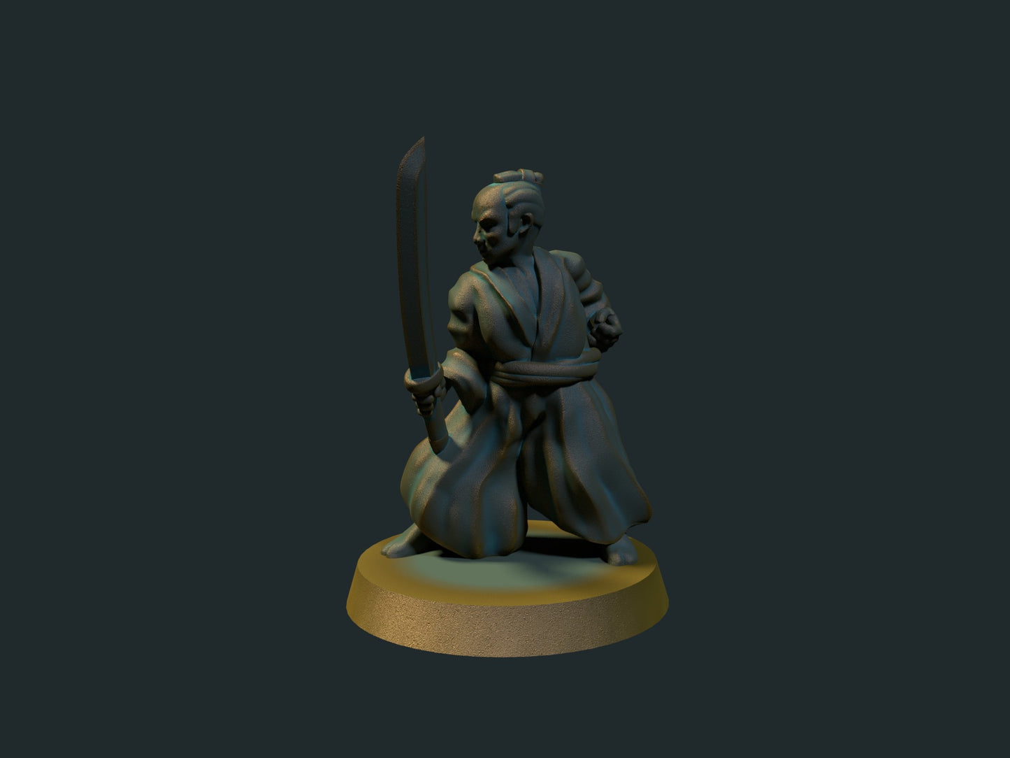 Samurai - 3D-printet D&D-miniatyr fra Spillsmia