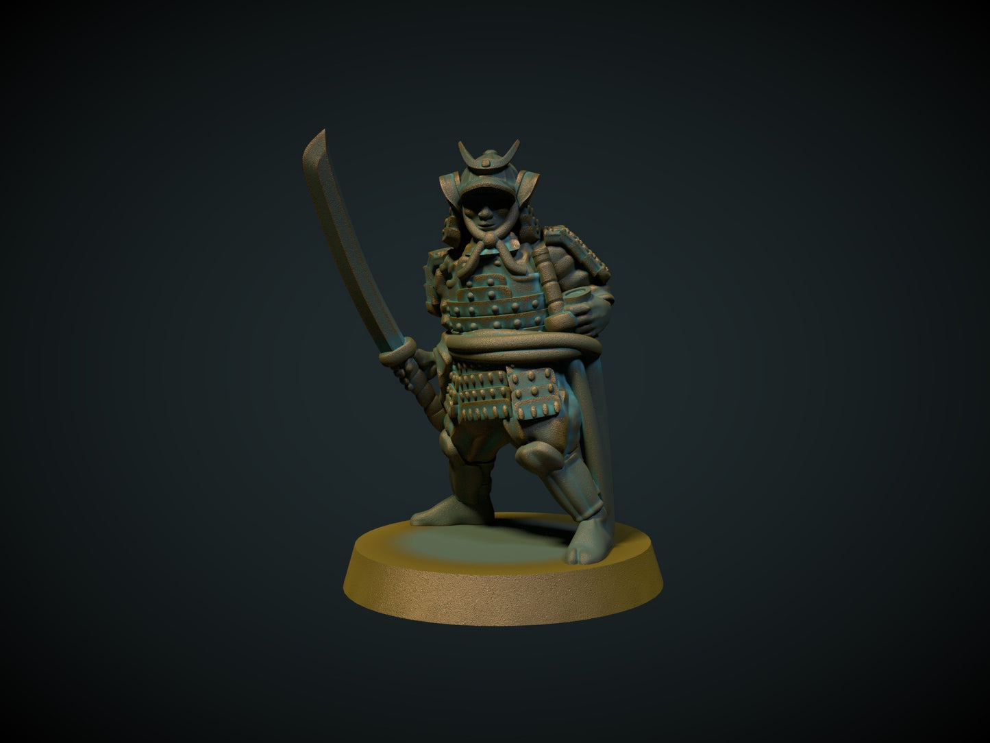 Samurai i rustning II - 3D-printet D&D-miniatyr fra Spillsmia