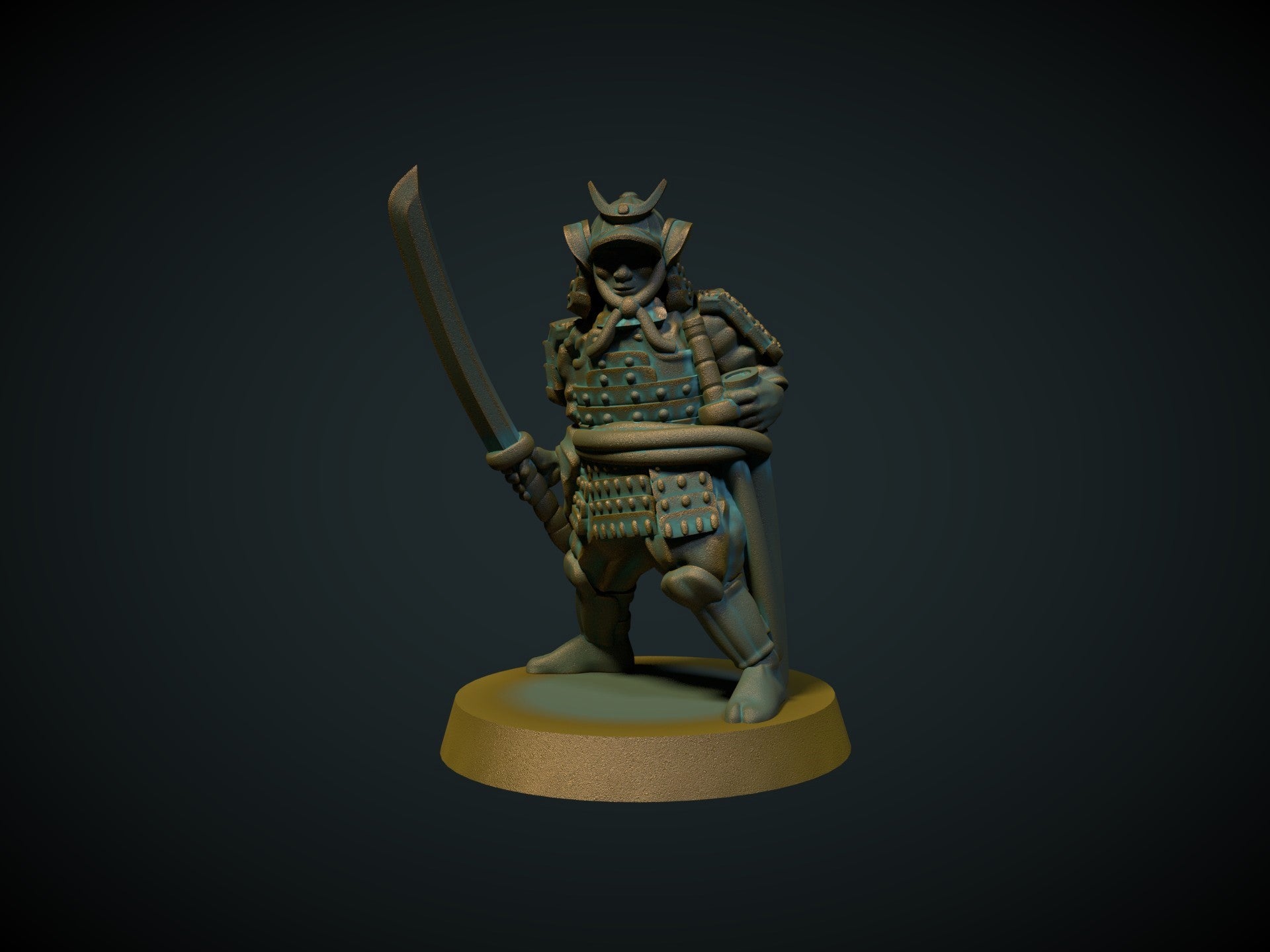 Samurai i rustning II - 3D-printet D&D-miniatyr fra Spillsmia