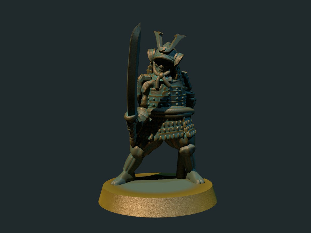 Samurai i rustning - 3D-printet D&D-miniatyr fra Spillsmia