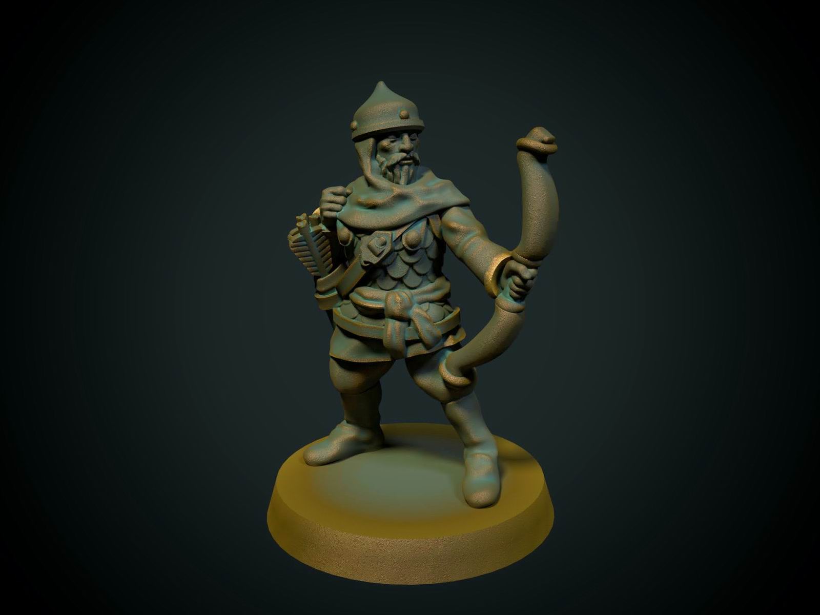 Saracensk bueskytter I, 3D-printet D&D-miniatyr fra Spillsmia.