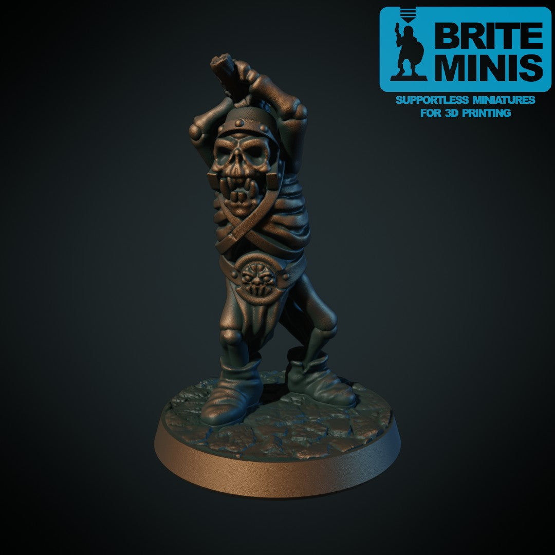 3D-printet orkskjelett ii i grå PLA til D&D og Pathfinder.