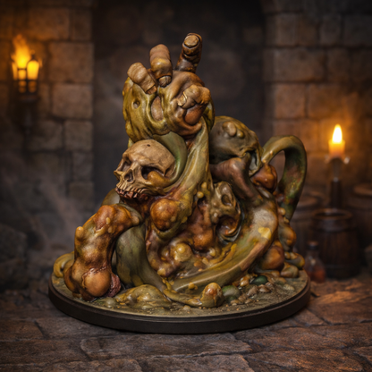 3D-printet Snaring Ooze slimmonster i grå PLA til D&D og tabletop-rollespill.