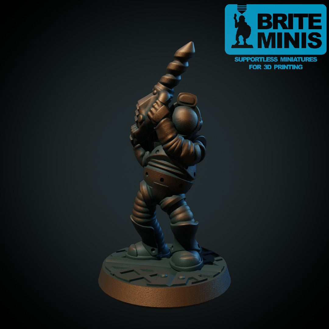 Space-gruvearbeider, 3D-printet sci-fi-miniatyr fra Spillsmia.