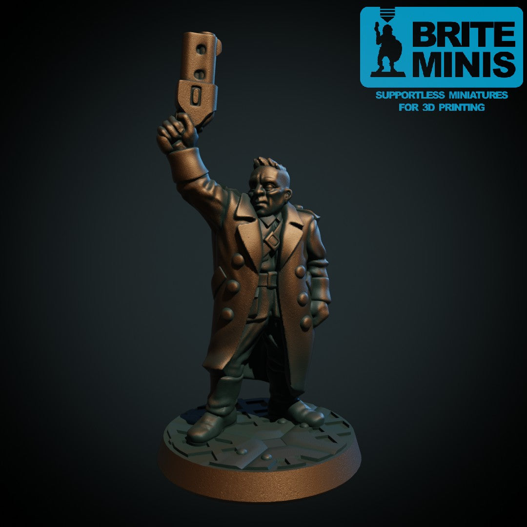 Space-offiser, 3D-printet sci-fi-miniatyr fra Spillsmia.
