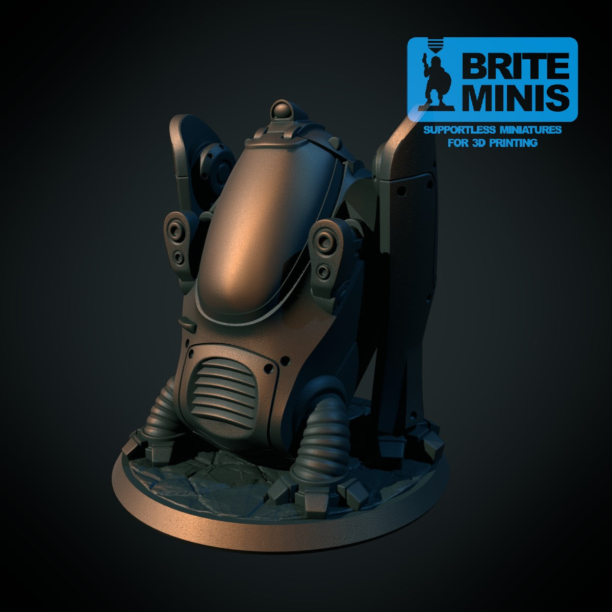 Space Walker-mech, 3D-printet sci-fi-miniatyr fra Spillsmia.
